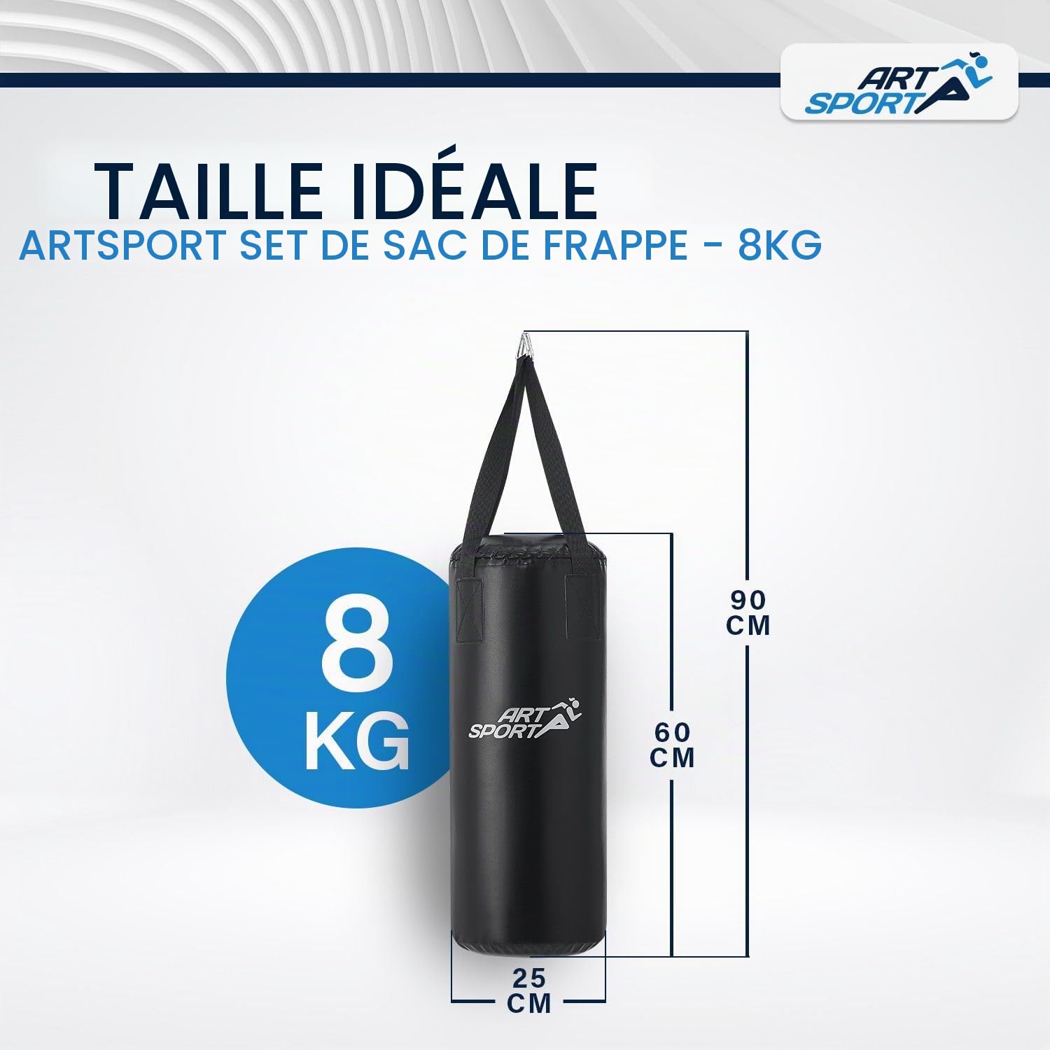 ArtSport Sac de Frappe Enfant avec Gants remplis et Suspendus, Ensemble Punching Ball 10 kg avec Bandages et Support Plafond - Dès 6 Ans - Ensemble de Boxe Sac de Boxe Kickboxing