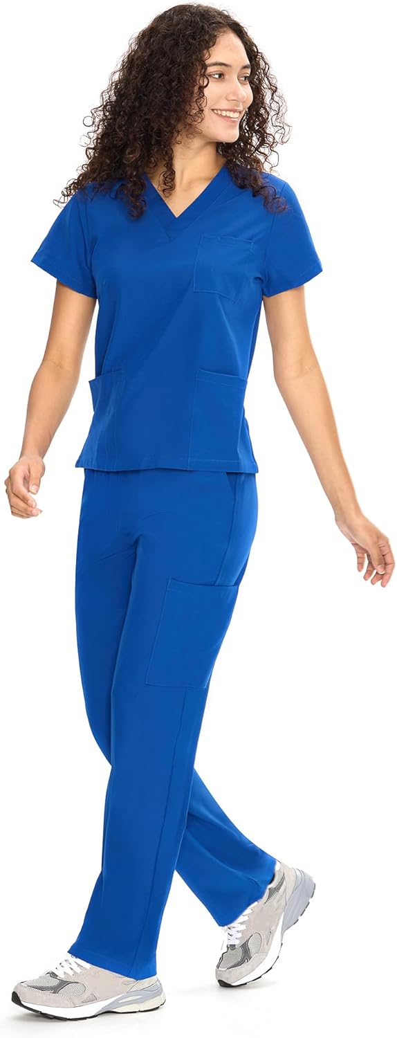 COZYFIT Scrubs for Women Set Medical Uniform - V-Neck Top & Straight Leg Pants with 9 Pockets, Unisex Workwear COZY SCRUBS - Image 3