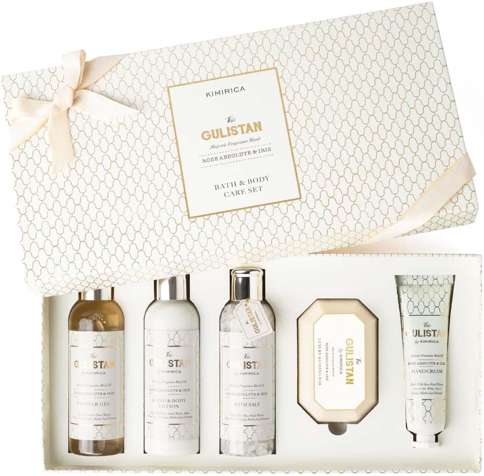 Kimirica The Royal Gulistan Luxury Gift Set | Luxuriously Crafted Gift Hamper For Women and Men | Majestic fragrance of Rose | 5 Piece Gift Set | 100% Vegan