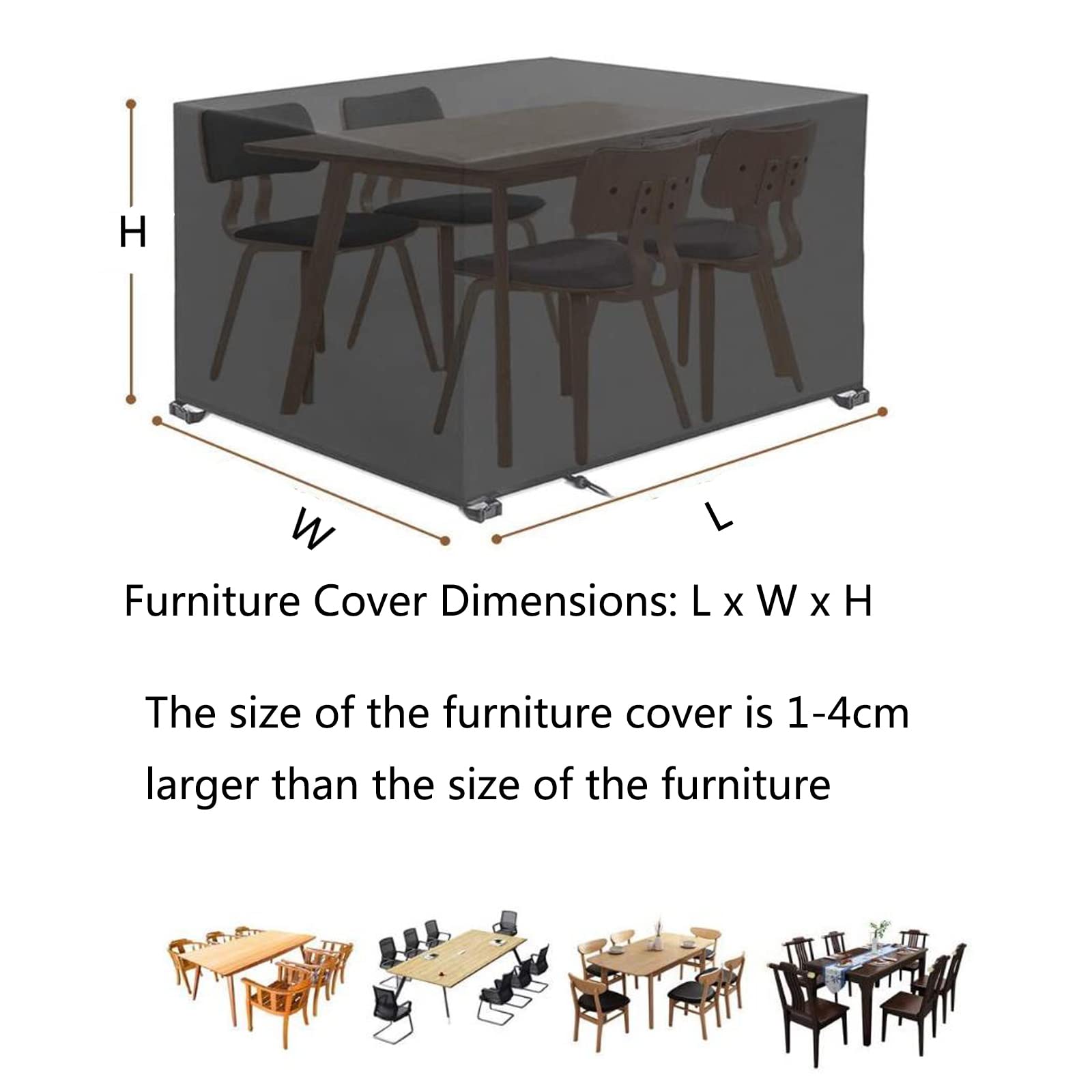 Zewnętrzny pokrowiec na patio – biały 90 x 80 x 80 cm 420D żywica UV odporna na kurz odporna na starzenie się żywica łzy zawiera sznurek na stoły i krzesła.
