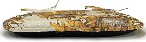 Miniatura 3 de Lunarable Juego de 4 cojines florales para asiento de silla, girasoles de tono oscuro con efectos de boceto, imagen temática de la hora de cosecha,