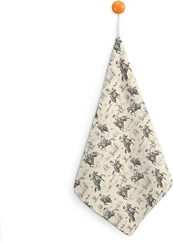 Decorative Hand Towels for Bathroom - Retro Western Cowboy A Print Soft Absorbent Small Bath Hand Towels for Kitchen, Farmhouse, Spa, Hotel, Guest