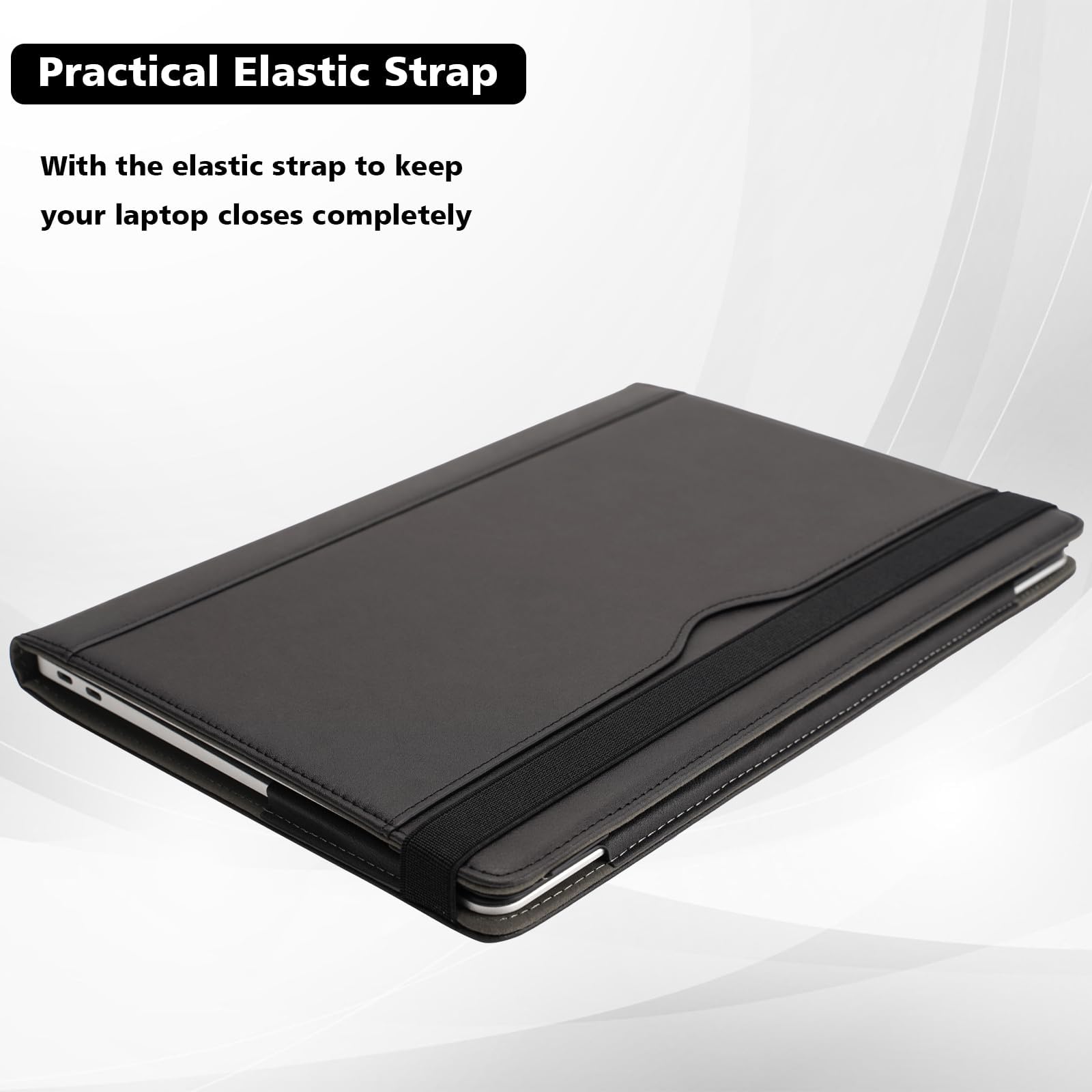 TYTX Compatible with MacBook Air 13 Inch Leather Case, for Model A2337 M1 A2179 A1932 2018-2021 Retina Display Touch ID, PU Leather Laptop Case with Pocket for Papers and Pen Holder, Black