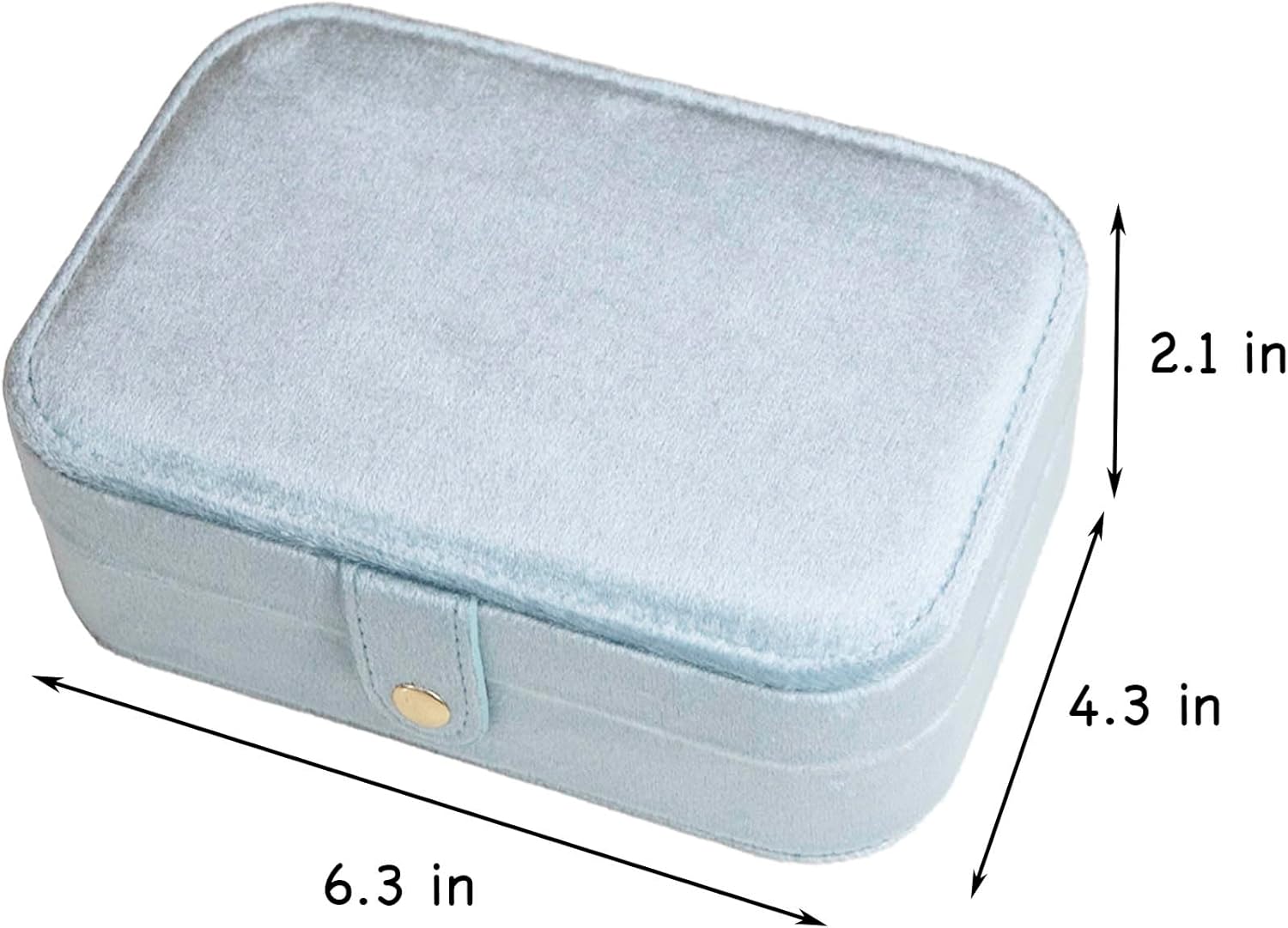 Customizable Velvet Jewelry Box with Mirror and Button Snap, Travel Jewelry Case, Travel Jewelry Organizer, Jewelry Box for Women and Girls, Jewelry Holder Organizer (Bottom Right, Powder Blue)