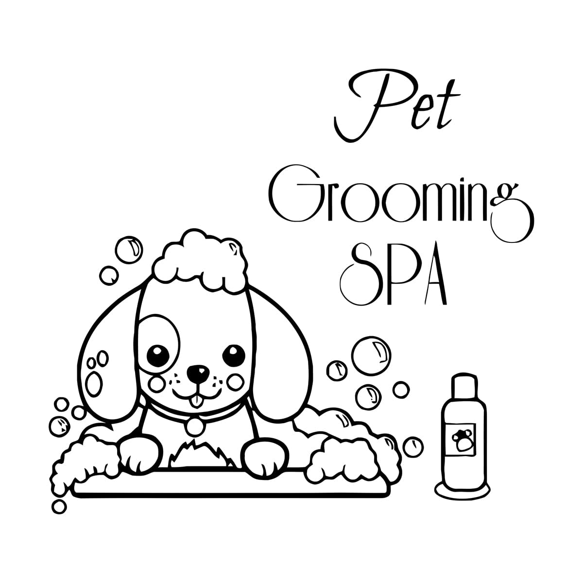 Pet Grooming Dog Spa Pet Shop Cute Dog Animal Desivo Wall Decals PVC 36x39.4cm Art Decoration Small Black