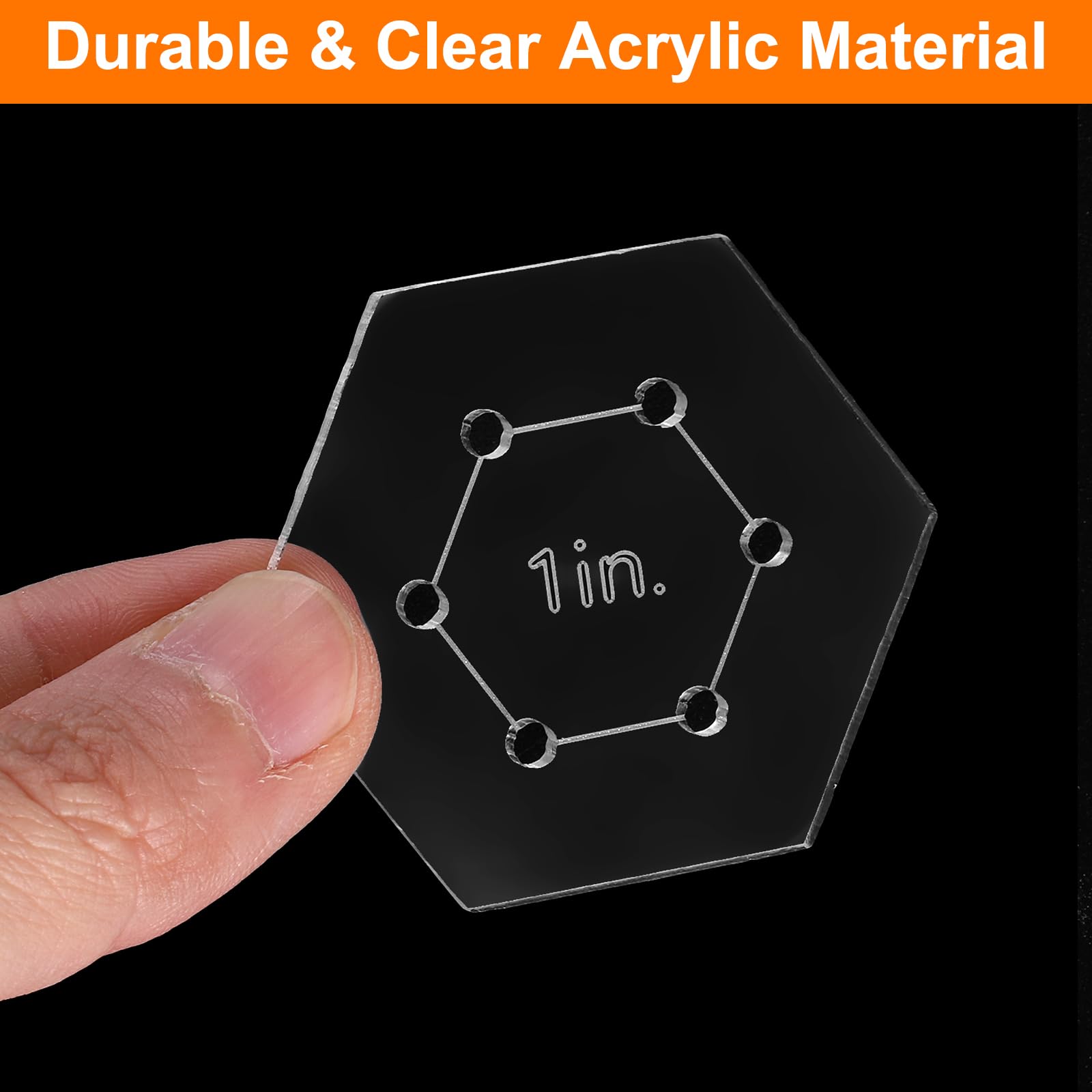 HARFINGTON Plantilla de acolchado hexagonal, plantilla acrílica de 1 pulgada para acolchado con margen de costura reservado, plantillas transparentes para manualidades de costura