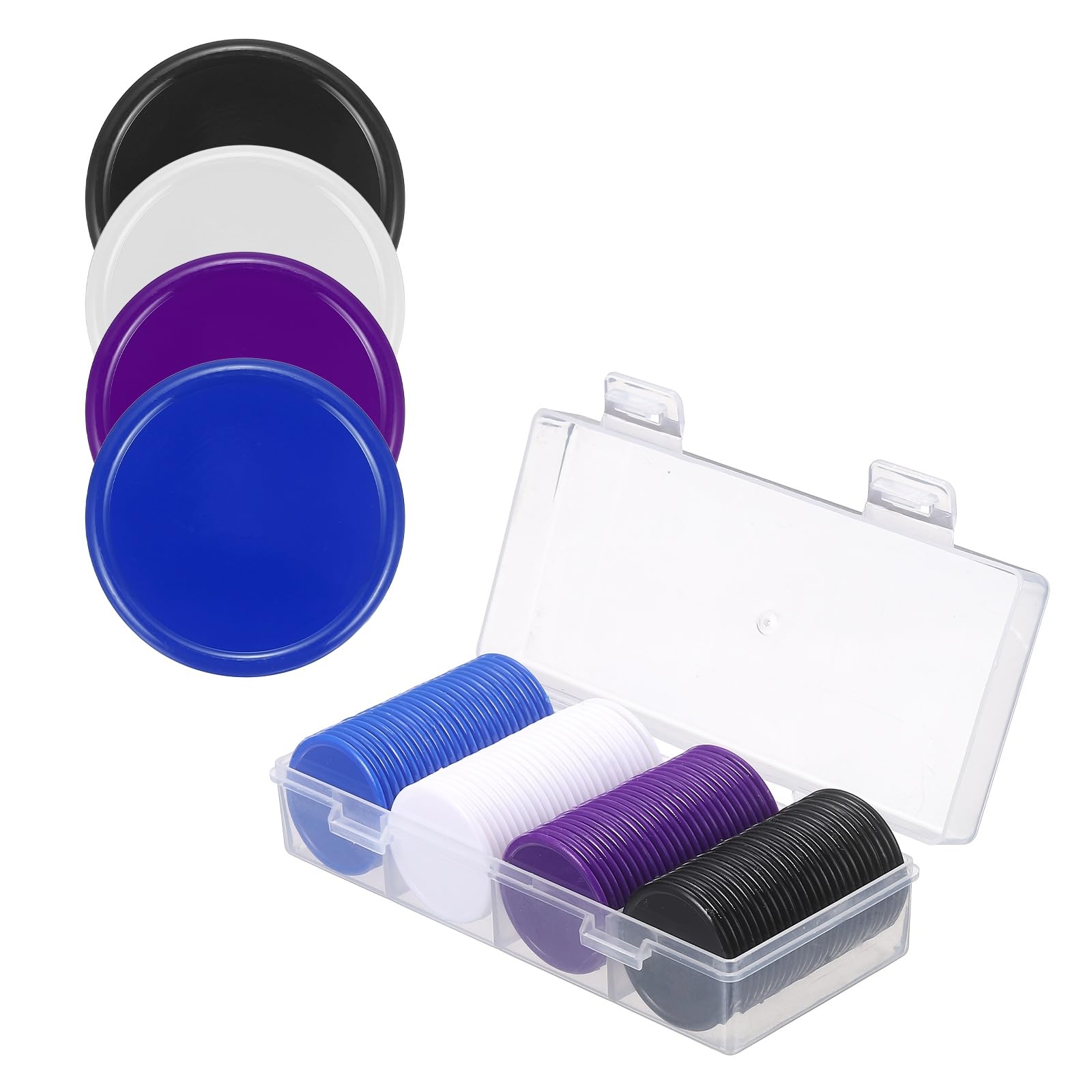 sourcing map 100Pcs Plastic Poker Chips, 31mm, Black/Blue/Purple/White