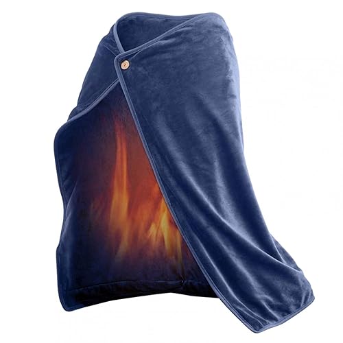 USB Electric Heated Blanket, Portable Shawl Heating Blanket, Super Cozy Soft Heated Throw with Fast Heating, Car Office Classroom Home Use (Dark Blue, 40" x 28")