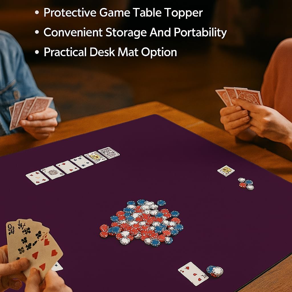 Board Game Mat for 42 x 66 in Tables, Mahjong Mat with Carrying Bag, Neoprene Playmat, Table Cover for Board Games, Tile, Poker, RPG and Dominoes (Burgundy, 42 x 66 Inches)