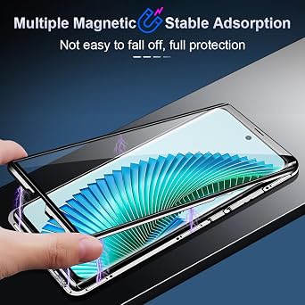 QUIETIP Case Compatible with Honor Magic 6 Lite & Honor X9b 5G,Magnetic Body Metal Frame Double Sided Clear Tempered Glass Shockproof with Camera Protection Cover Thin,Black