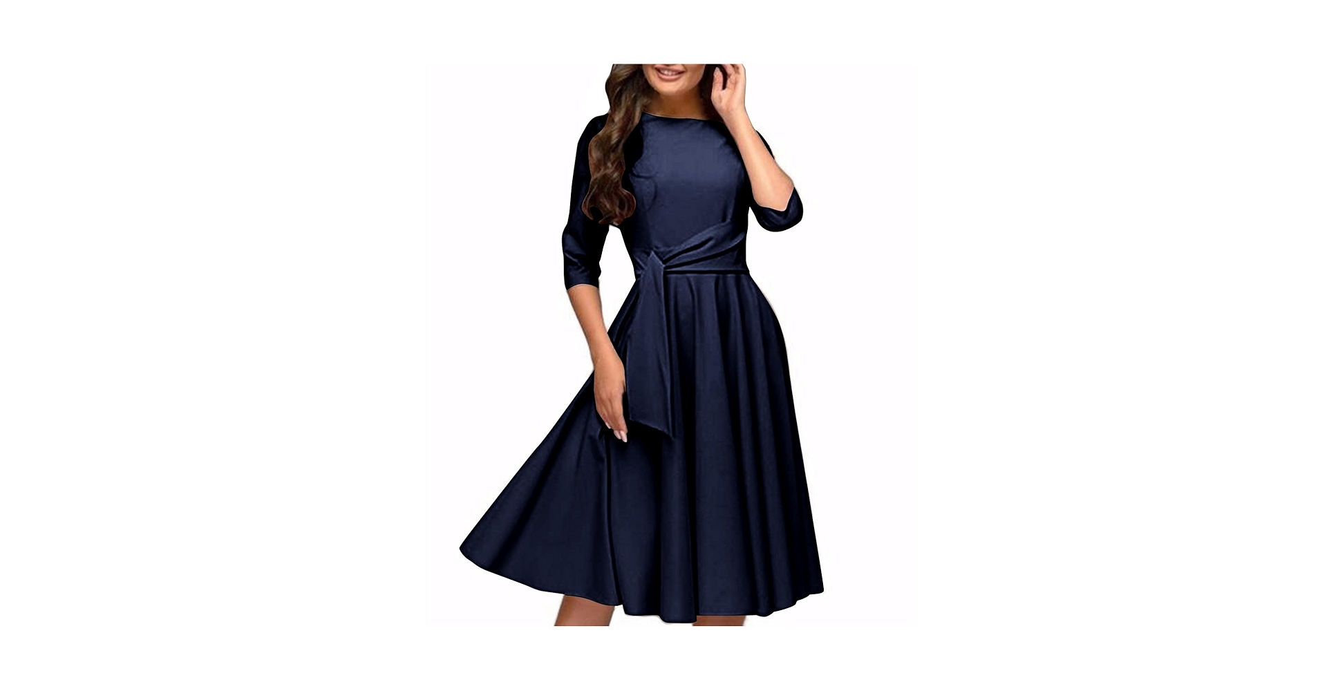 Generic High Waist Casual Solid Color Midi Dress for Women 3