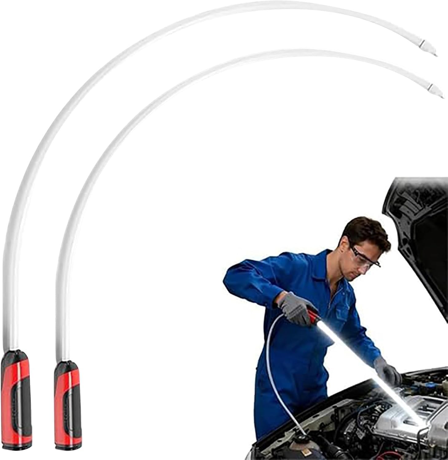 Lampe torche LED rechargeable – Lampes de travail flexibles avec des lumens élevés et 3 modes de luminosité, design pliable pour baies moteur, ateliers et utilisation domestique