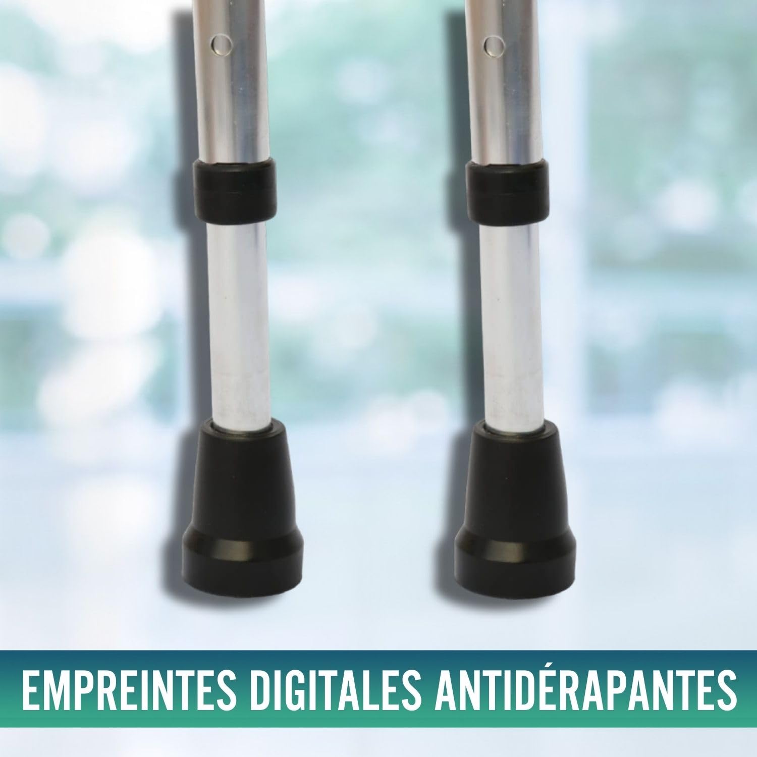 OrtoPrime Béquilles Médicales Adultes en Aluminium Réglable PACK de 2 - Béquilles Orthopédiques avec Embout Antidérapant - Béquilles Anatomiques CONFORT - canne anglaise adulte - Noir.