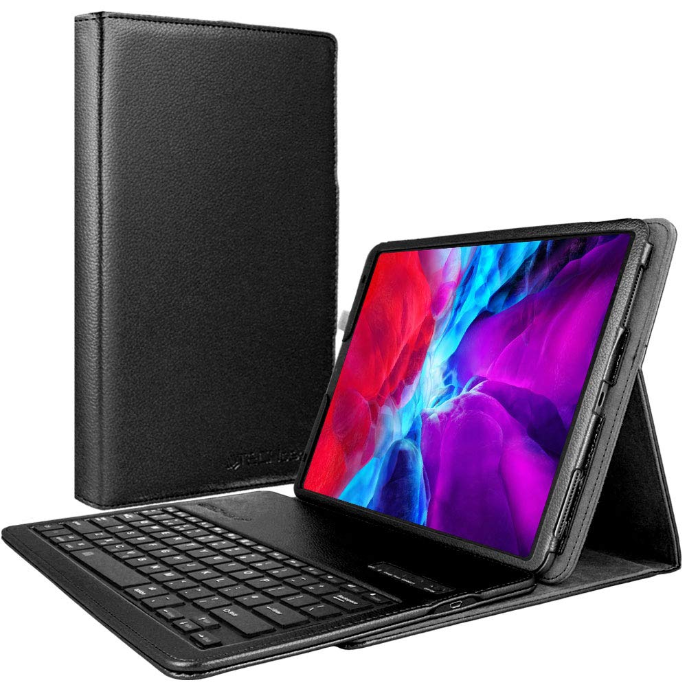 TECHGEAR Keyboard Case fits Apple iPad Air 13" 2024, iPad Pro 12.9" 2021/2022 (6th / 5th Generation) [Strike Folio] PU Leather Case with Detachable Bluetooth UK QWERTY Keyboard & Stand (Black)