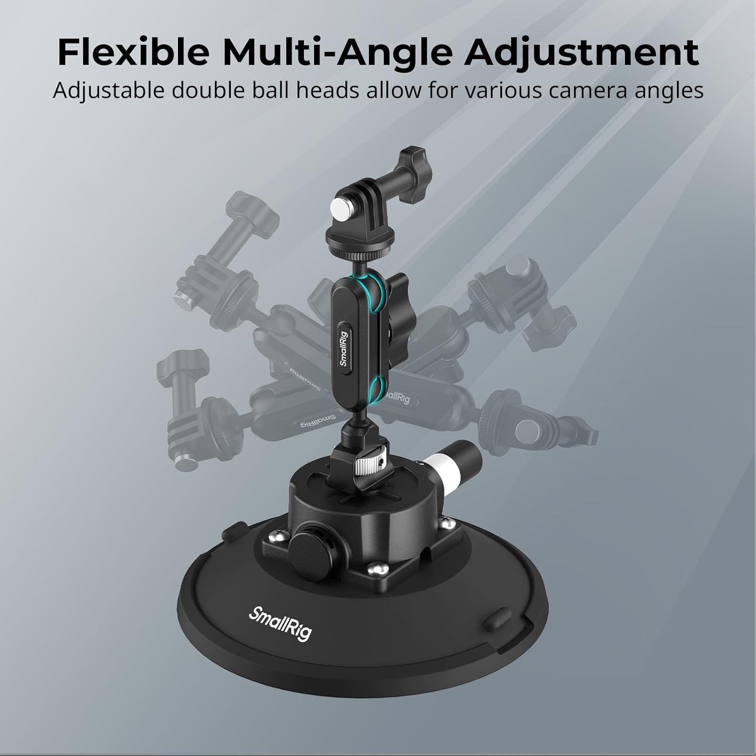 SMALLRIG 6" Suction Cup Mount with Ball Head Magic Arm, Action Camera Mount for DJI Osmo Action 5 Pro/4, for Insta360 x5, for Gopro 13/12, Load Capacity 3kg, on Car Windshield or Window - 5856 - Image 6