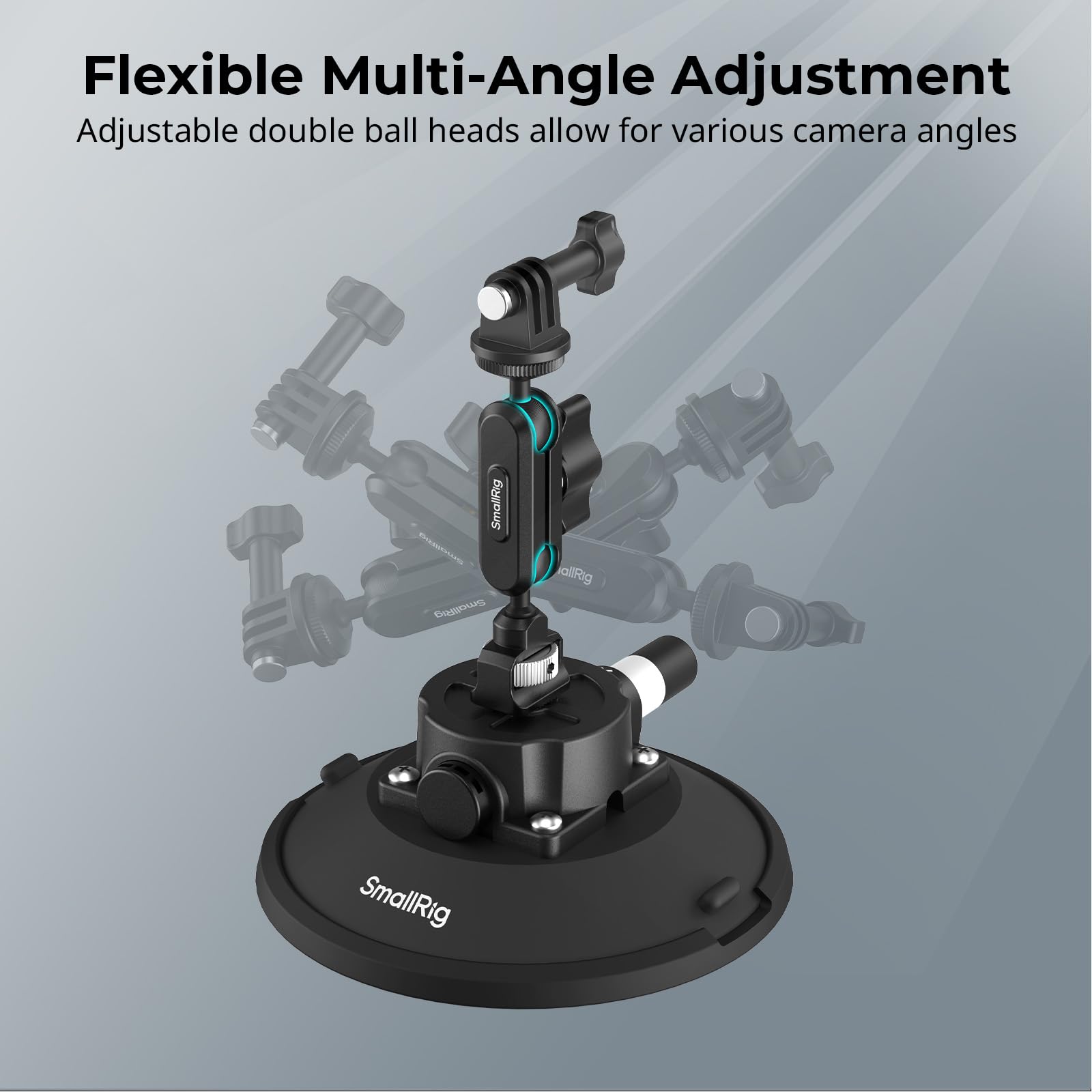 SMALLRIG Uchwyt 6" z przyssawką kulową Magic Arm, uchwyt do kamer sportowych do DJI Osmo Action 5 Pro/4, do Insta360 x5, do GoPro 13/12, udźwig 3 kg, na szybę samochodu lub okno - 5856