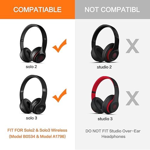 Miniatura 2 de GVOEARS Almohadillas de repuesto para Beats Solo 2 Solo 3 - Almohadillas de gel refrescante para auriculares inalámbricos con cable Solo 23 con