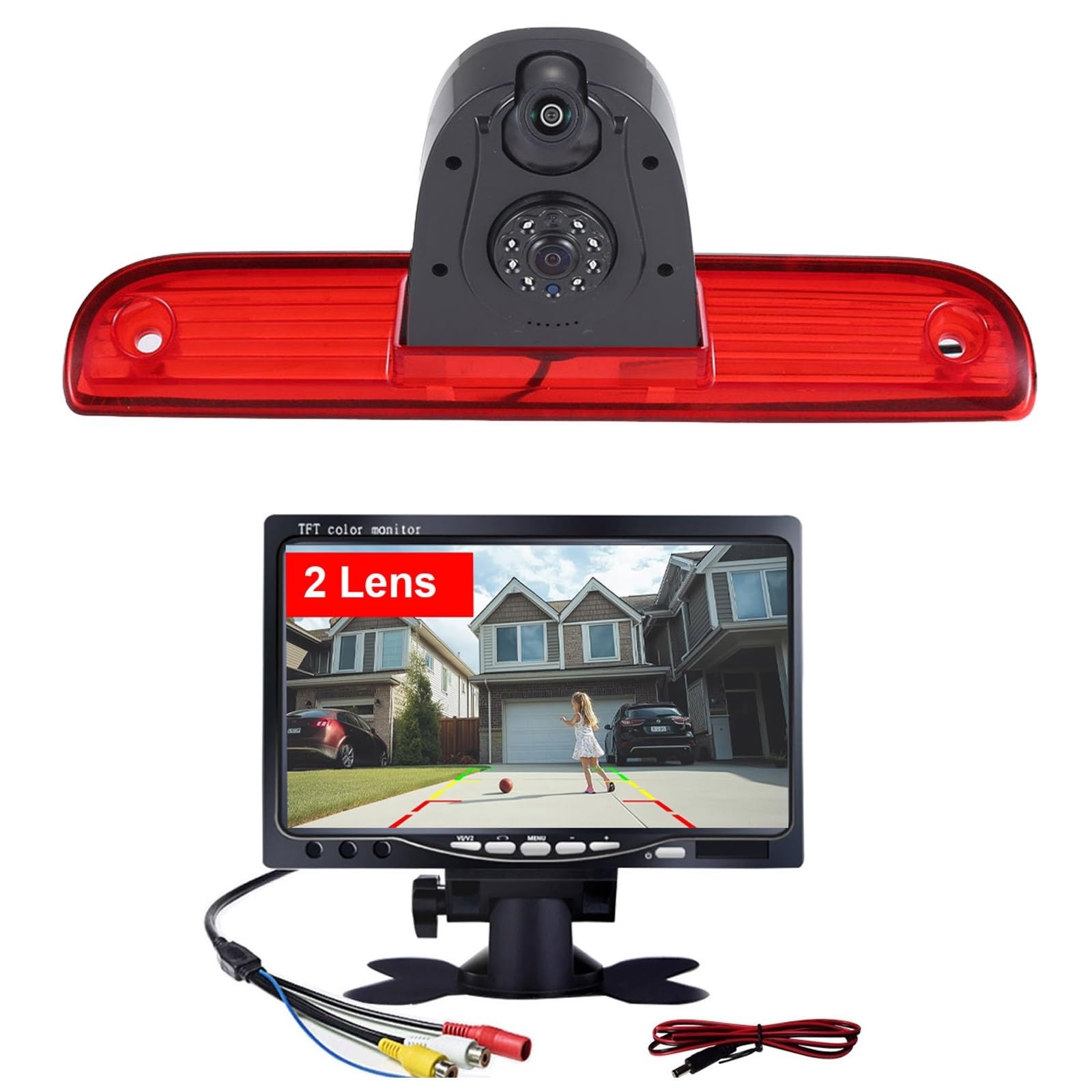 Doppel-Rückfahrkamera im Bremsleuchte,Auto Rückfahrkamera mit Zwei Kameras+7" LCD Monitor für FIAT Ducato 250 X250 X251 290 290X/Fiat E-Ducato/Citroen Jumper/Peugeot Boxer/Opel Movano