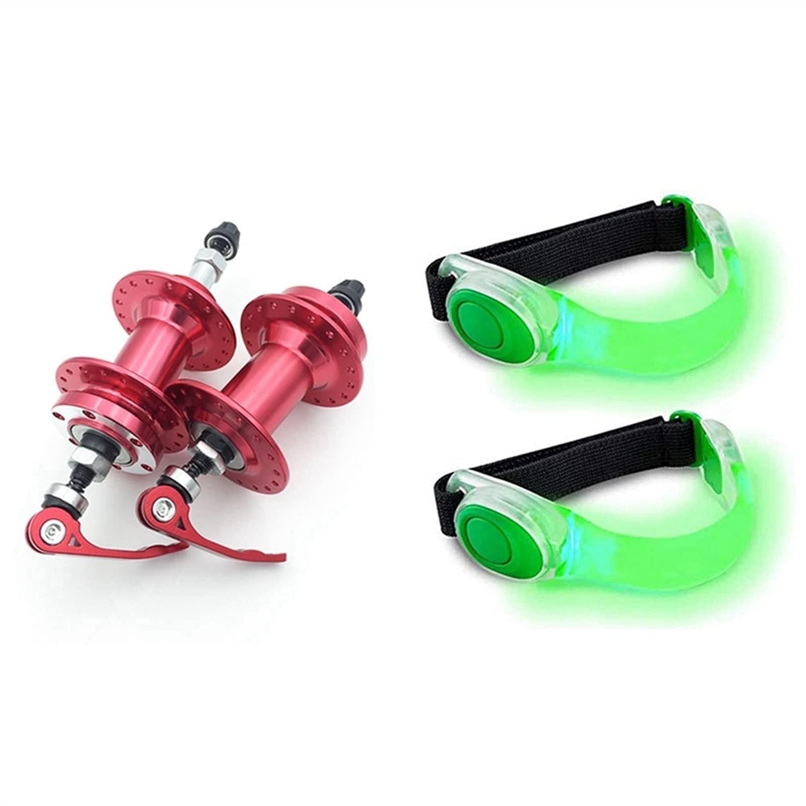Rilasci Rapidi per Bicicletta Spiedini for Mozzo Ruota Bici 1 Paio Freno A Disco Mountain 100/135mm Rosso con Fascia da Braccio 2 Pezzi, Attrezzatura Corsa Riflettente
