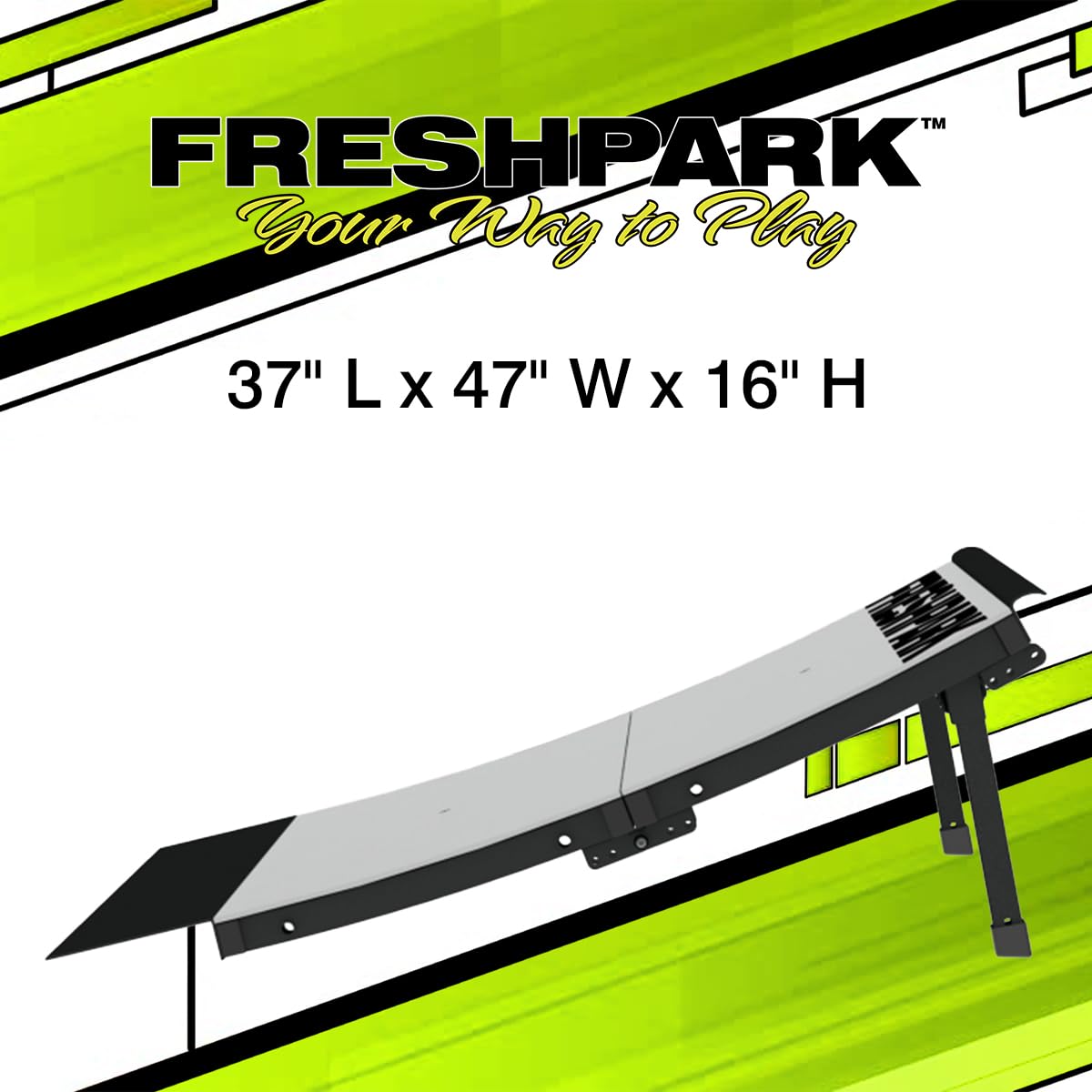 Freshpark Industries | Launch Ramp | Skateboard, BMX, Scooter, RC, and More | Foldable, Portable, Durable | 16