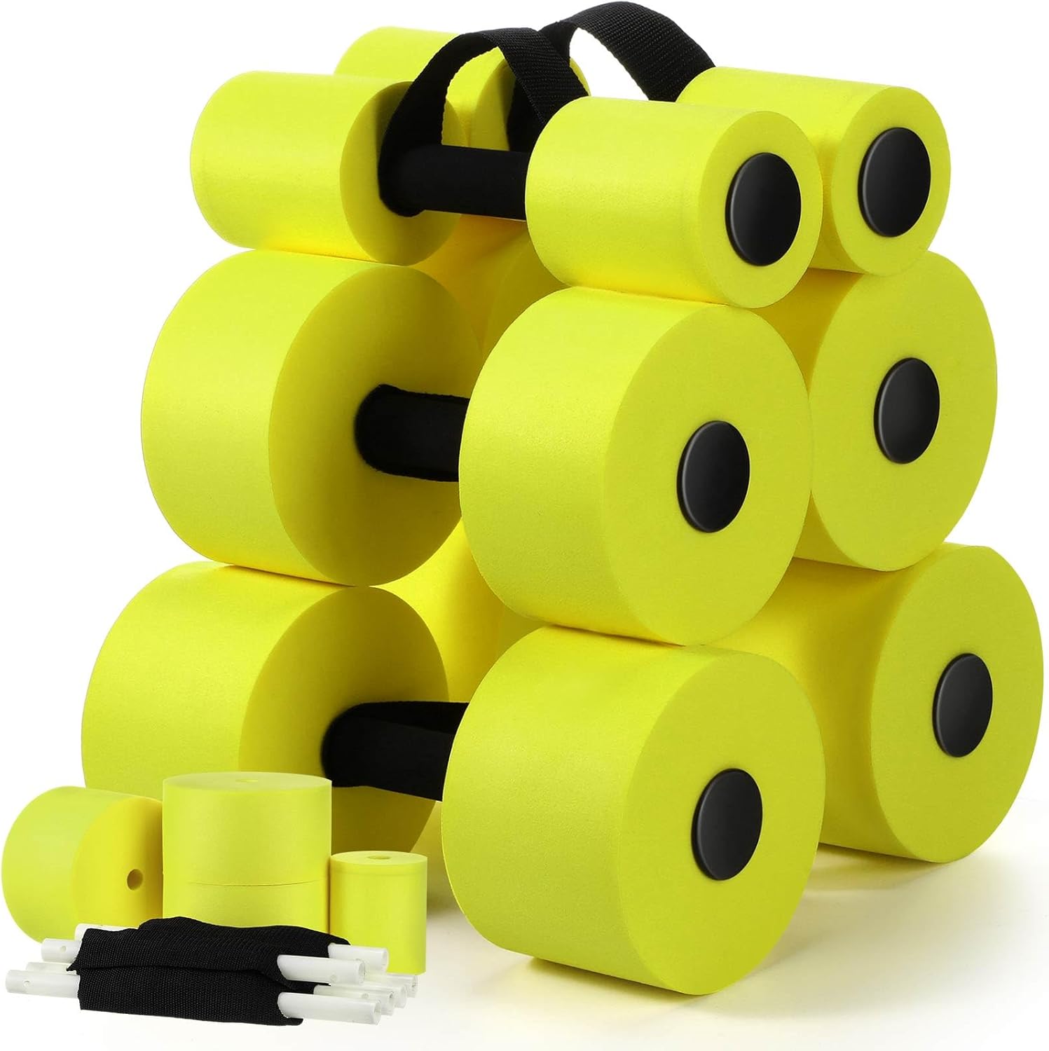 6 Pack Pool Exercise Equipment Water Dumbbells Pool Resistance Aerobic Weights EVA Foam Dumbbell with Handle Strip for Aqua Therapy Water Aerobics Weight Loss Fitness