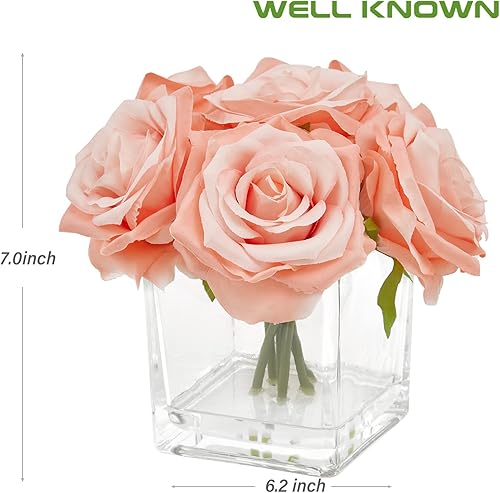 Miniatura 6 de WELL KNOWN Hortensias artificiales con jarrón, flores sintéticas en jarrón con hortensias de agua sintética, arreglos florales de seda, centro de