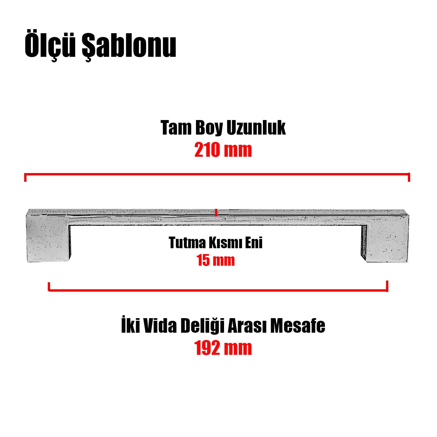 Badem10 Cemre Çekmece Mutfak Dolap Kapak Kulpu Kulbu 192 mm Metal Kulp Krom