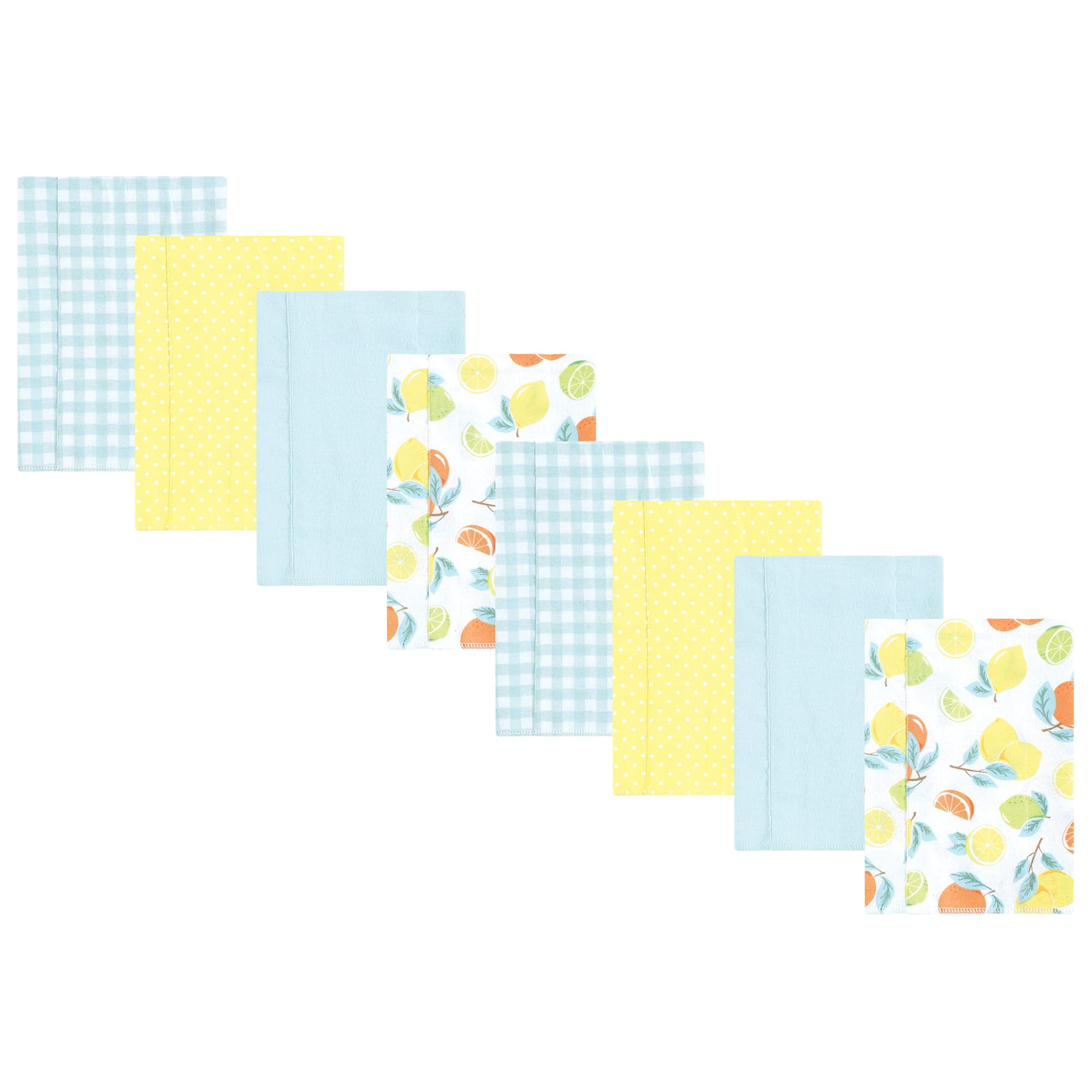 Hudson Baby Cotton Poly Flannel Burp Cloths Multipack, Citrus Mint 8-Pack, One Size