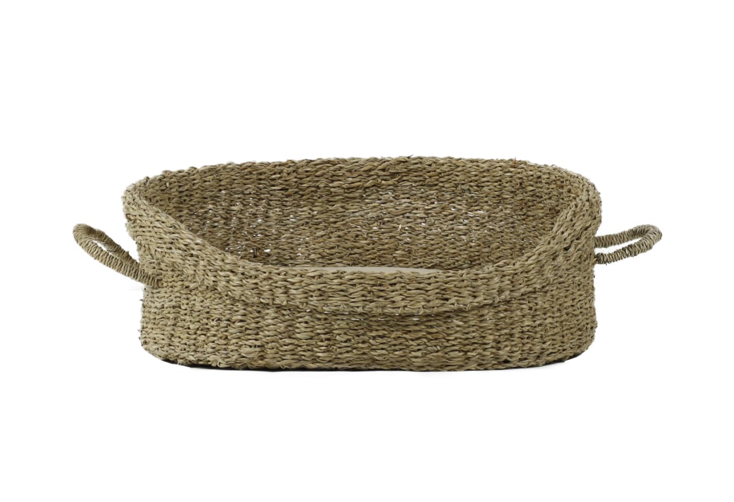 Rohrschneider Seagrass Animal Basket with Handle, Removable Cushion, Cotton Cover, for Pets, Various Sizes (51 x 43 x 18 cm)