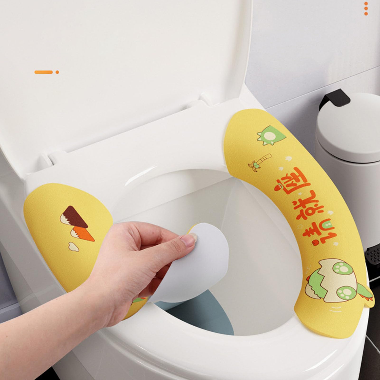 Cute Toilet Seat Cover, Non Slip, Washable, Comfortable Cushion with Self-Adhesive Tape, Reusable