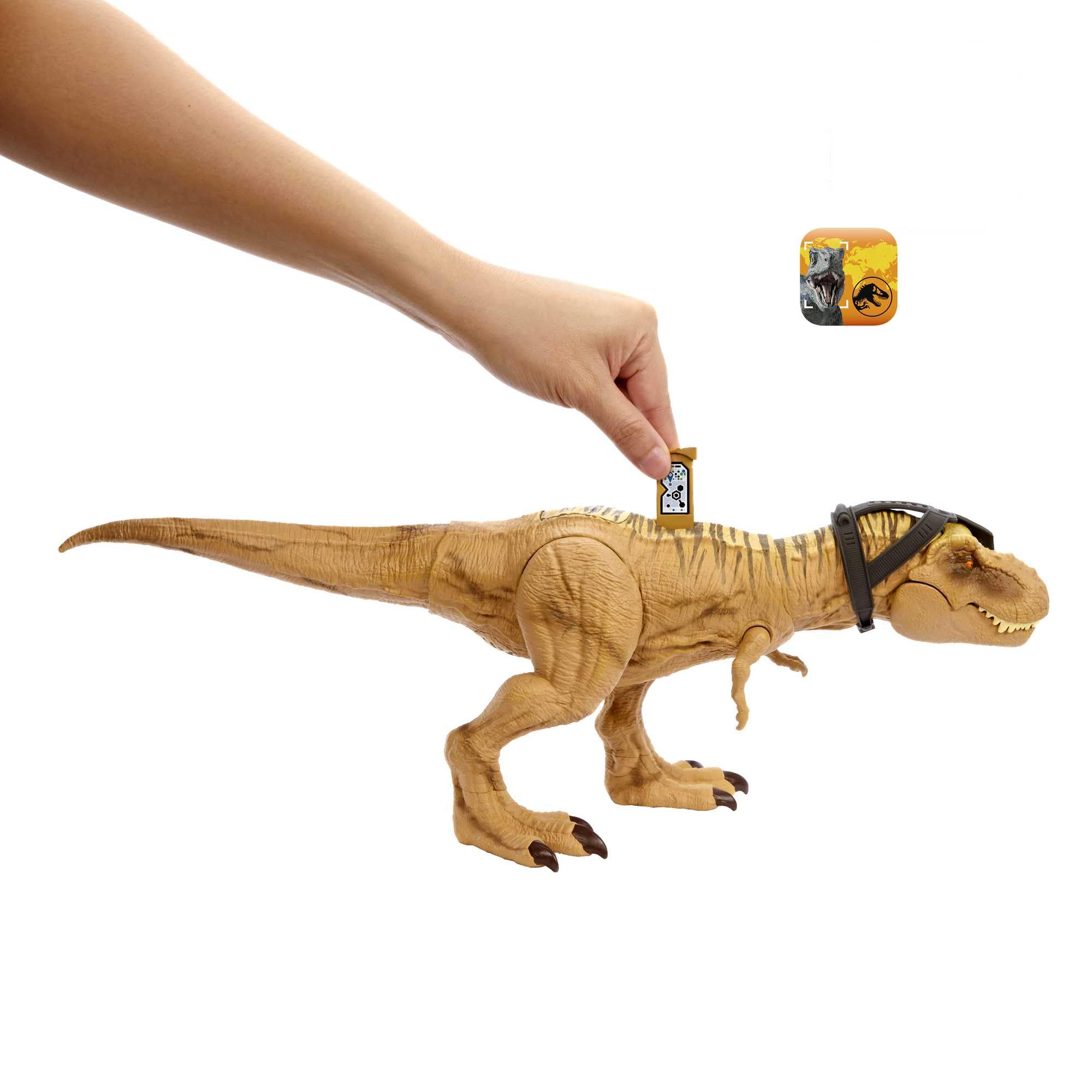 Jurassic World Tyrannosaurus Rex Jouet dinosaure avec sons, figurine avec fonctions de chasse et d’attaque, double coup de mâchoires et dispositif de traçage, jouet numérique