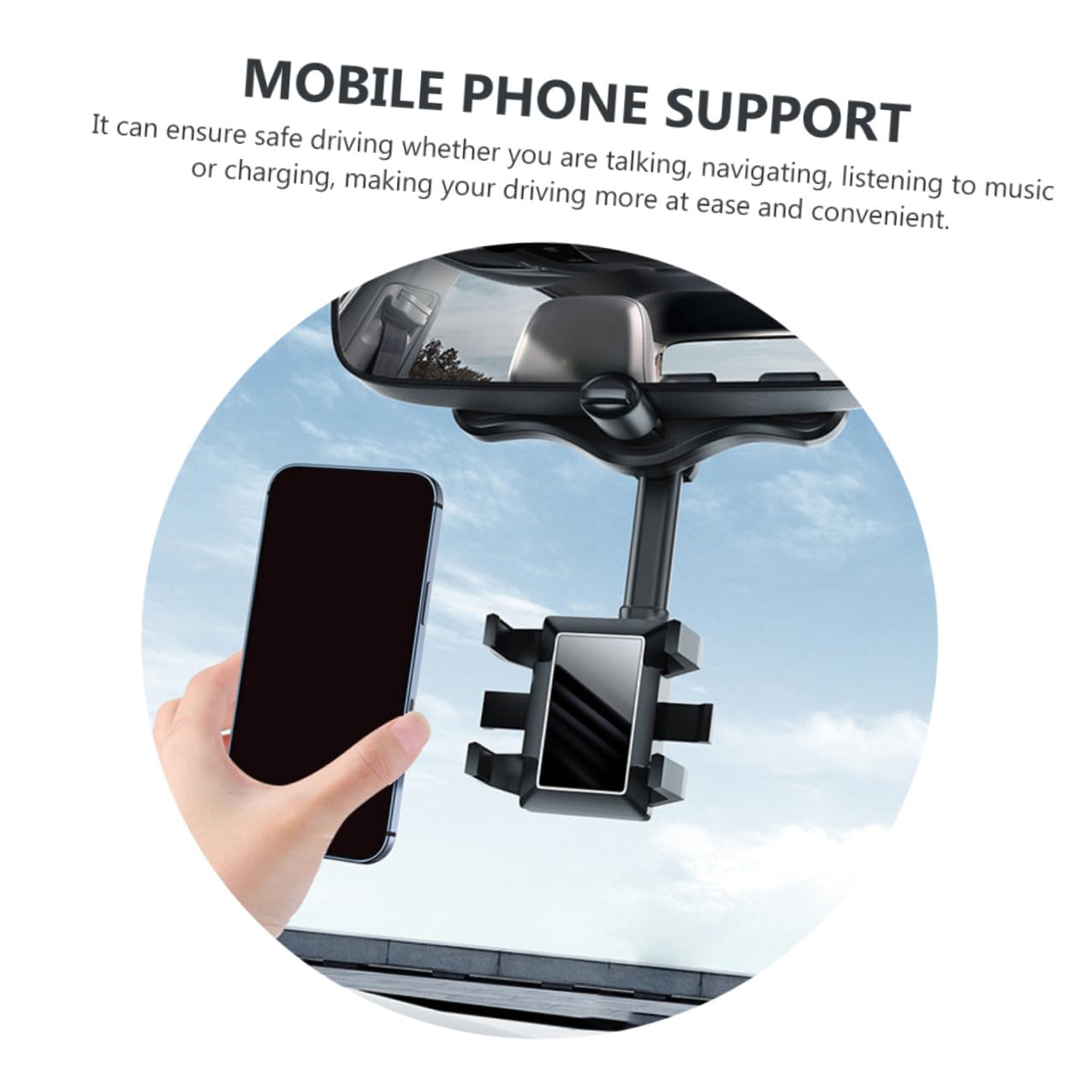 Hemobllo Supporto Auto per Cellulare da Cruscotto in Nero e Montaggio Facile Mano Compatibile con GPS e Smartphone