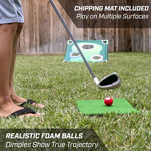 GoSports BattleChip Backyard Golf Cornhole Game, Includes Chipping Target, 16 Foam Balls, Hitting Mat and Carrying Case