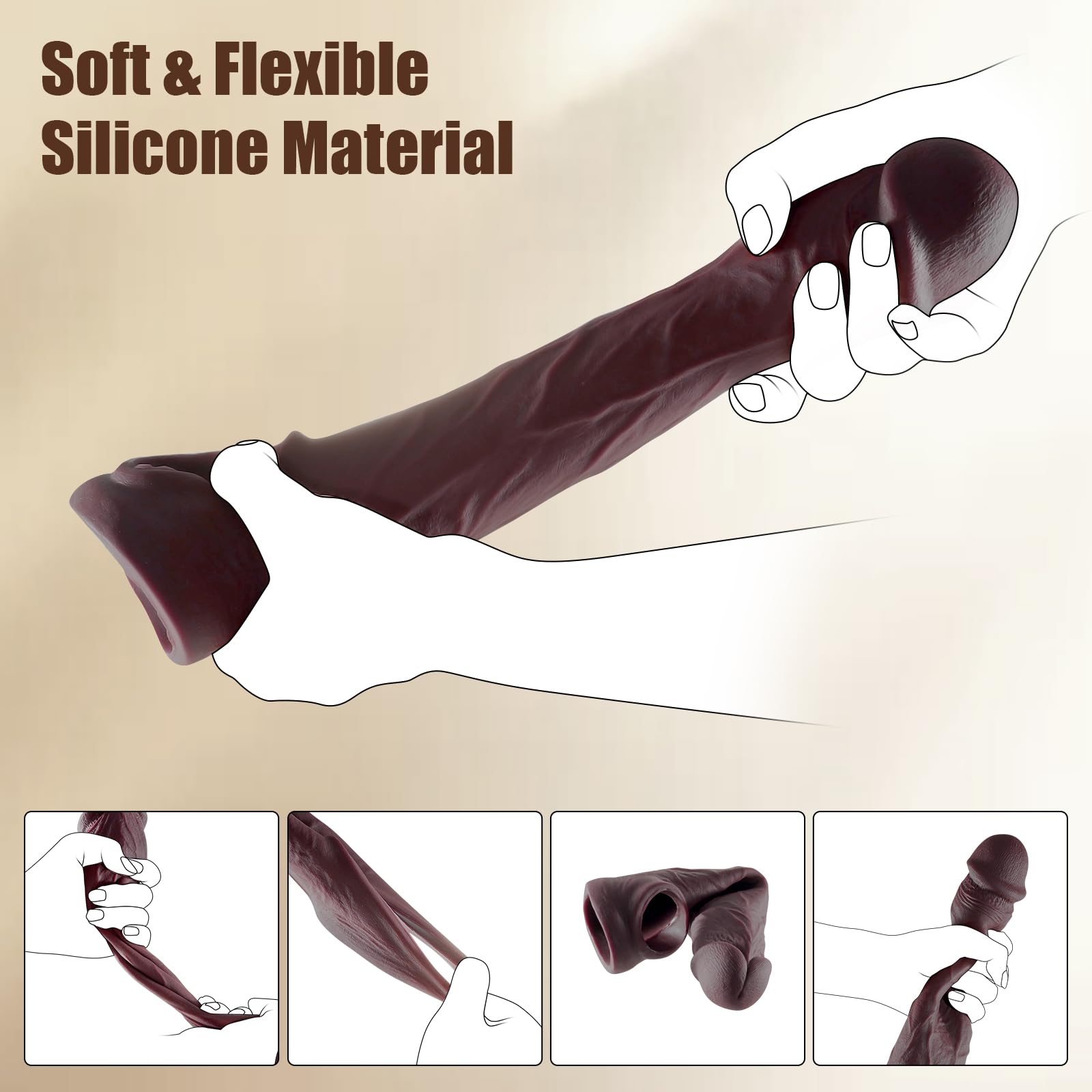 Guaina per pene, Sex Toy Guaina Fallica Realistico Prolunga Pene Indossabile Uomo, Toys Sessuali per Uomini Guaine e Prolunghe, Sex Toys per Coppie Donna