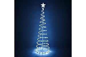 Yescom 6ft Spiral Christmas Tree Light - Star Topper Cool White Battery Powered