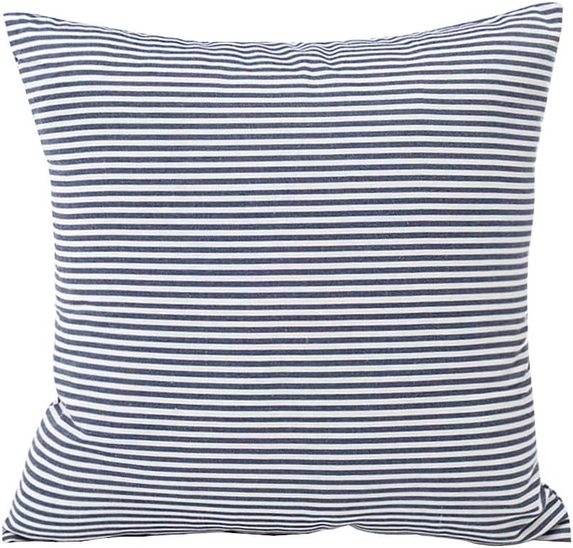 HOPLEE Farmhouse Pillow Covers 20x20 Navy Blue Pillow Cover with Buffalo Checker & Stripe Design Set of 4