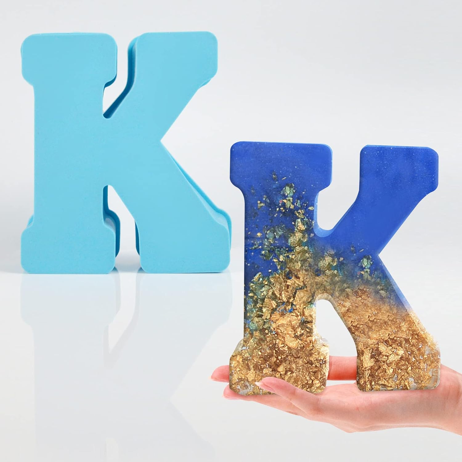 Large Letter Molds for Resin, 6 Inch 3D Silicone K Capital Alphabet Epoxy Resin Molds, A to Z Big Resin Letter Molds for Making Letters, Extra Giant Molds, Home Party Decoration, Art Craft Ornaments.