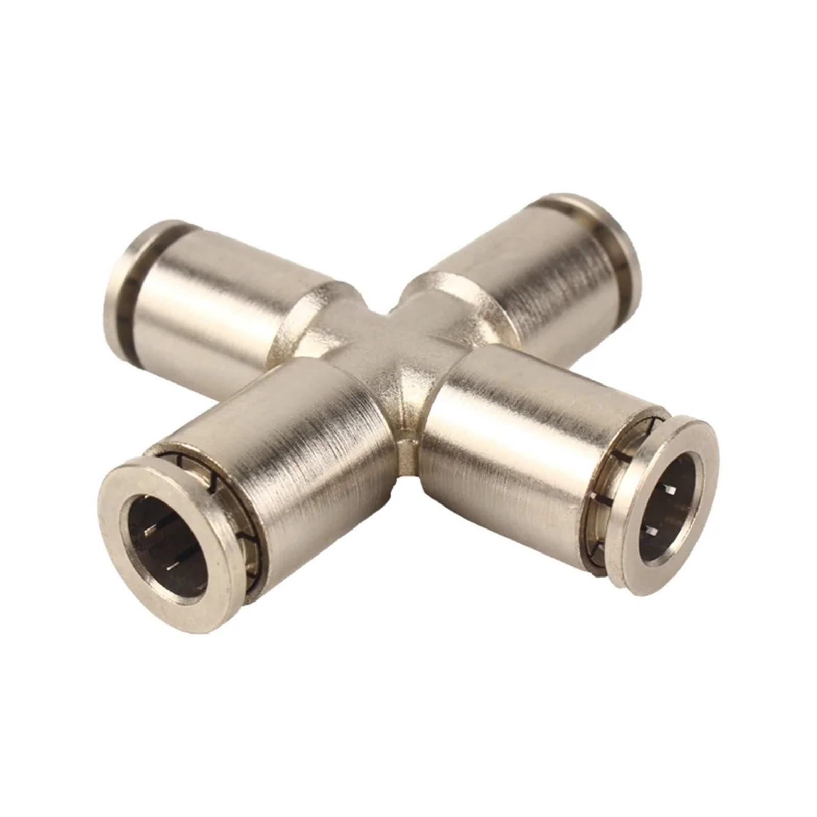 Raccordo rapido a innesto a T in ottone nichelato a croce a gomito in PU da 4-16 mm(Corss Brass,10mm)