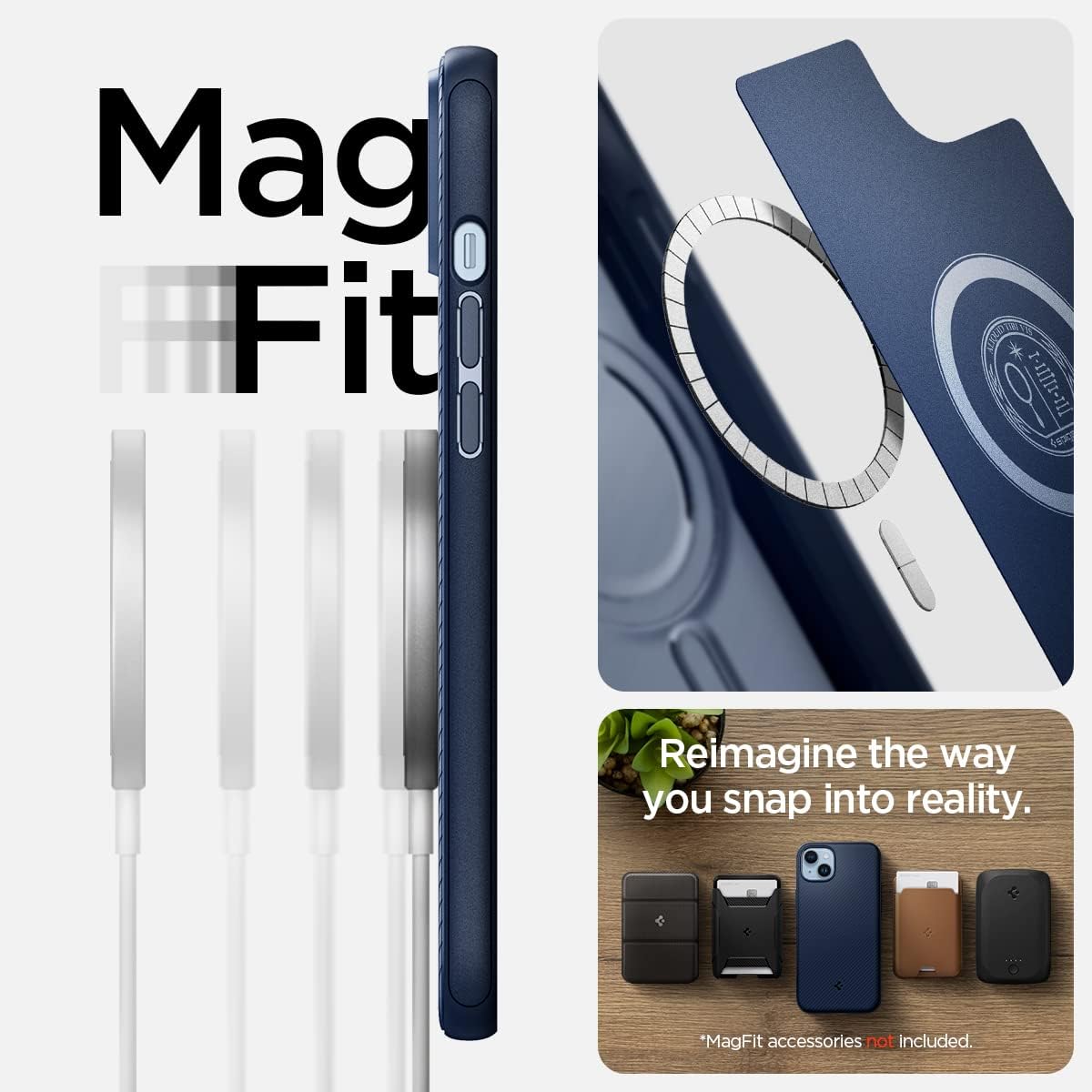 Spigen Mag Armor (MagFit) Compatible with MagSafe Designed for iPhone 14 Case (2022) - Navy Blue