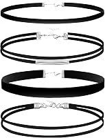 Palotay Black Velvet Choker Necklace Set - 4PCS Gothic Punk Lace Daisy Chokers for Women, Adjustable Collar Jewelry