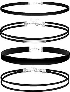 Palotay Black Velvet Choker Necklace Set - 4PCS Gothic Punk Lace Daisy Chokers for Women, Adjustable Collar Jewelry