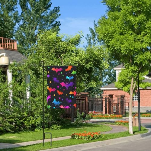 Drapeau de jardin double face chauve-souris grand format multicolore