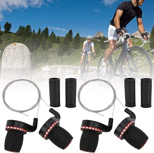 Miniatura 6 de Ozgkee 2 pares de palanca de cambios de velocidad para bicicleta, mango de transmisión de 7 agarres, mango trenzado para bicicleta de montaña