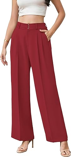 Betusline Women's Wide Leg Dress Pants High Waisted Casual Business Office Strai