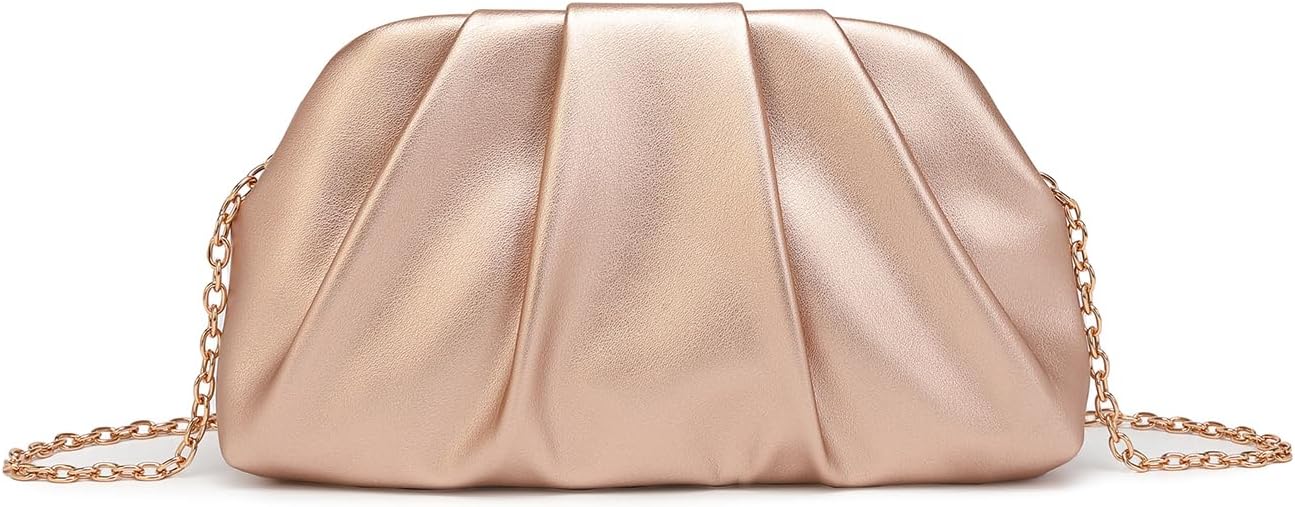 Dreubea Women’s Fashion Cloud Shape Evening Bag Charming Fold Leather Clutch Handbag with Chain Dreubea Women’s Fashion Cloud Shape Evening Bag Charming Fold Leather Clutch Handbag with Chain