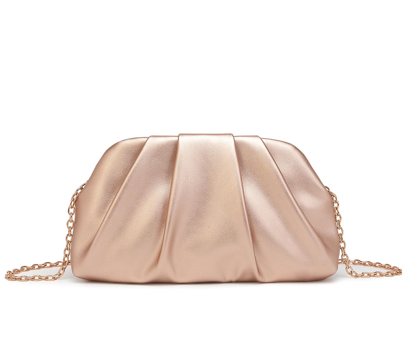 Dreubea Women's Fashion Cloud Shape Evening Bag Charming Fold Leather Clutch Handbag with Chain
