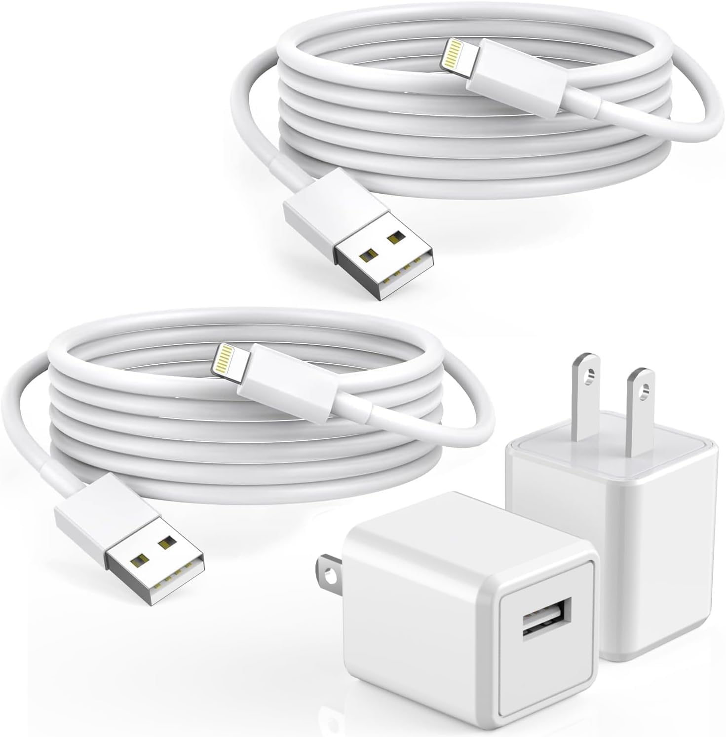 iPhone Charger 2Pack 6FT USB Wall Charger Fast Charging USB Cable Charging Cube Travel Plug Block with 6Foot