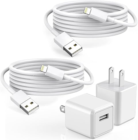 iPhone Charger 2Pack 6FT USB Wall Charger Fast Charging USB Cable Charging Cube Travel Plug Block with 6Foot