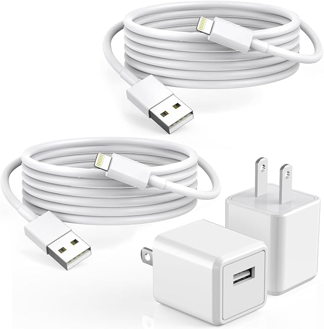 iPhone Charger 2Pack 6FT USB Wall Charger Fast Charging USB Cable Charging Cube Travel Plug Block with 6Foot