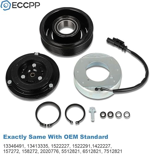 Vista 166 de ECCPP Embrague del compresor del A/C 1997-2001 apto para Ford E-150 E-250 E-350 E-450 AC Compresor Embrague Kit de Ensamblaje de Embrague Conjunto
